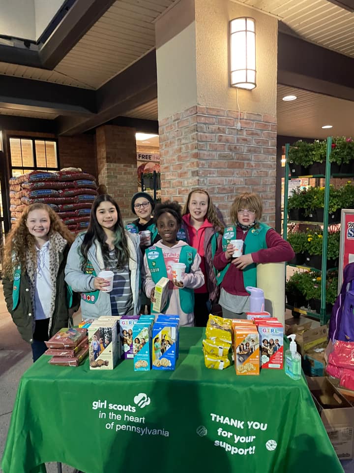 Girl Scouts at Girl Scout Cookie Booth